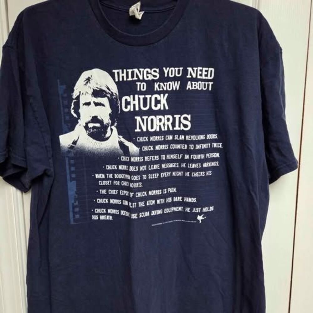 Chuck Norris mens 2xl blue short sleeve shirt like new condition 2010